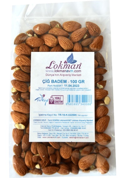 Lokman Doğal Çiğ Tatlı Badem 100 G