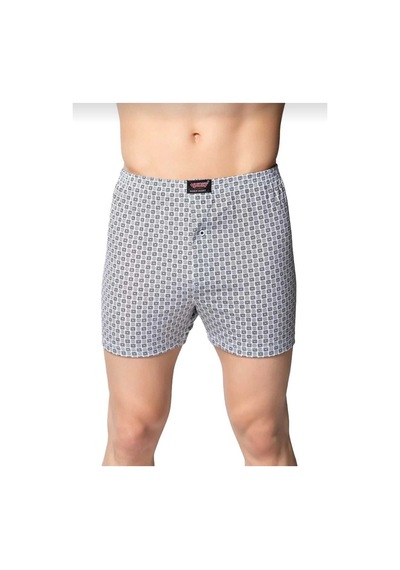 Sedef Yıldızı Desenli Erkek Boxer 3 Adet Karışık Renk %100 Pamuk Çok Renkli