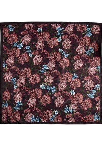 Koton Çiçek Desenli Saten Kare Fular Bandana Multıcolor 7wak50328aa Mavi