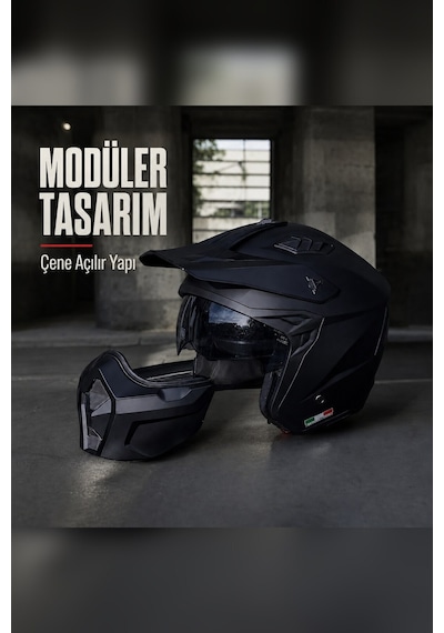 Sway Sw-x1 Seul Modüler Motosiklet Kask Siyah