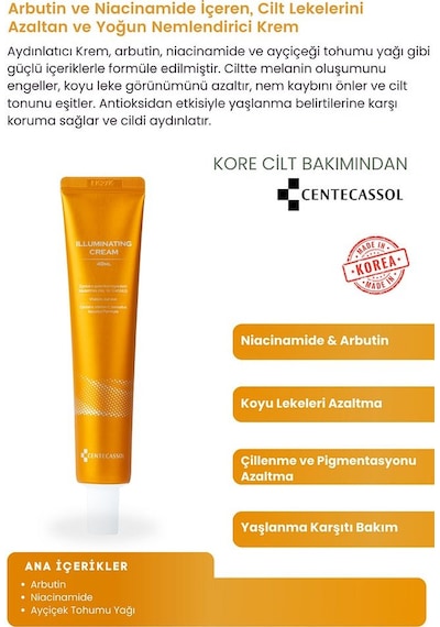 Centecassol Arbutinn ve Niyacinamide İçeren Leke Karşıtı Krem 40 ML
