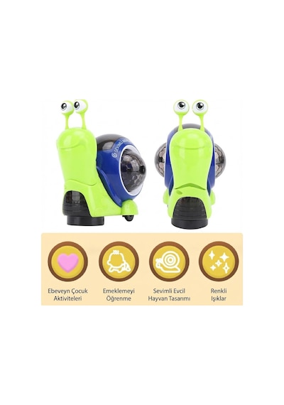 Craftivio Hareketli Işıklı Müzikli Salyangoz Oyuncak - Bebek Emekleme Yardımcısı Eğitici Yürüyen Salyangoz Hayvanlar