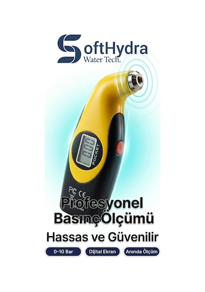 Dijital Basınç Ölçer Manometre 0-10 Bar Lastik, Su Arıtma Tankı Ve Kompresör Uyumlu Diğer