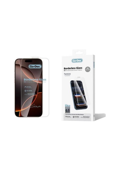 İphone 16 Pro Max Uyumlu Go Des Borderless Temperli Cam Ekran Koruyucu Şeffaf