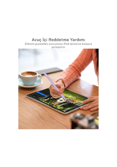 Apple iPad A16 A3354 A3355 İle Uyumlu Avuçiçi Red Ve Eğim Özellikli Uzun Şarj Süreli Dokunmatik Kalem Rose Gold