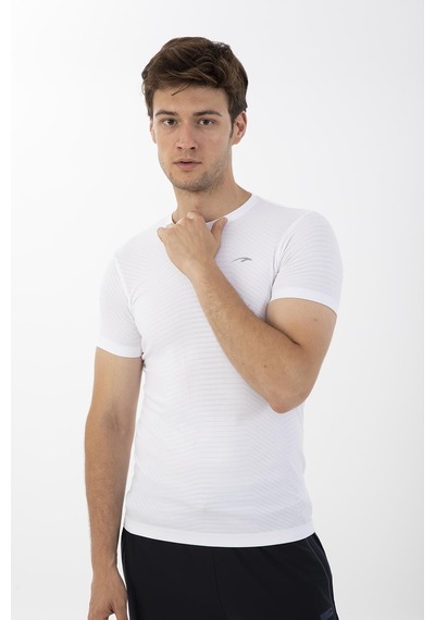 Maraton Active Slimfit Erkek Bisiklet Yaka Kısa Kol Koşu Beyaz T-Shirt 821072-Beyaz