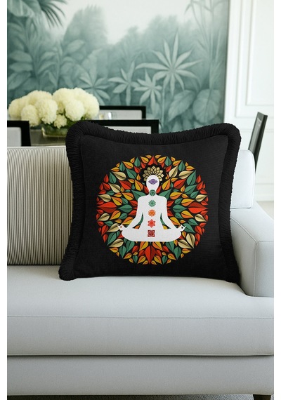 Çakra Mandala Saçaklı Yastık Kılıfı - Yoga Meditasyon Bohem Siyah Püsküllü Kırlent Kılıfı Soft Ayışığı Bordo Çakra Mandala Saçaklı Yastık Kılıfı - Yoga Meditasyon Bohem Siyah Püsküllü Kırlent Kılıfı Soft Ayışığı Bordo