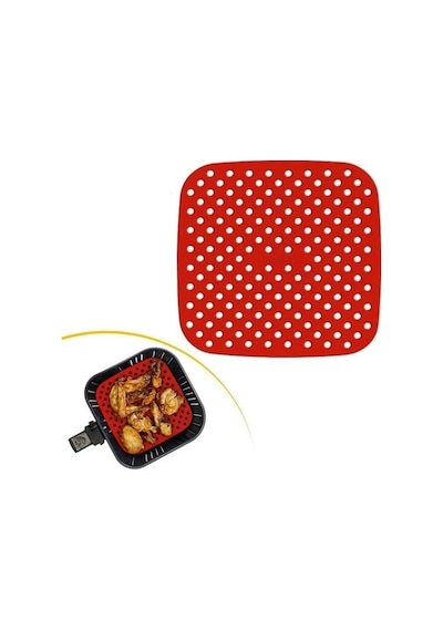 Mcg Renkli Isıya Dayanıklı Yıkanılabilir Silikon Fırın Ve Airfryer Kare Pişirme Matı 21,5 Cm