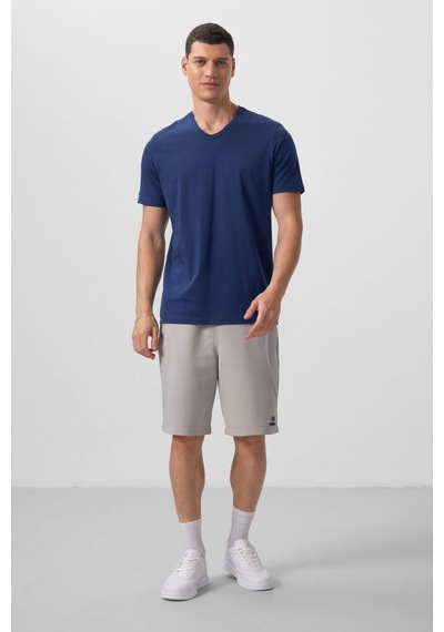 Tommy Life İndigo Basic Kısa Kol Standart Kalıp V Yaka Erkek T-shirt - 87912 Indıgo