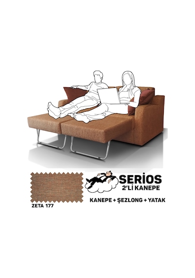 Serios Şezlonglu Yataklı Kanepe - Zeta 177