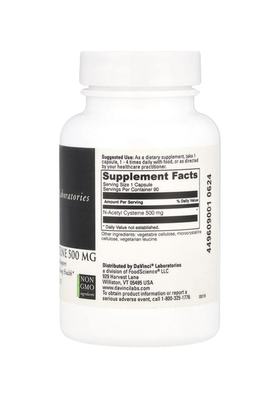 Davinci Laboratories, N-acetyl Cysteine, 500 Mg, 90 Capsules