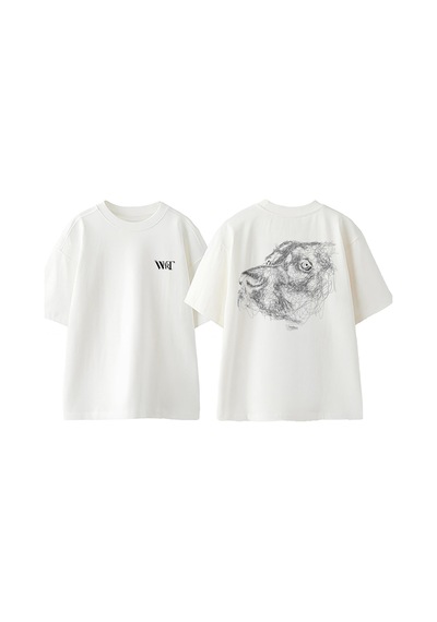 Thewert Dog Tasarım Sırt Baskılı Pamuk Beyaz Oversize T-shirt