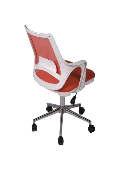 Ofisbazaar Buya Beyaz Fileli Çalışma Koltuğu Ergonomik Şef Ve Toplantı Koltuğu Turuncu Turuncu