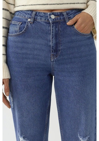 Hiccup Yırtık Detaylı Slim Fit Kot Pantolon Orta Mavi Denim
