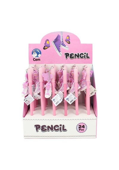 Dolphin Wp-760 Ayakkabı Başlıklı Kurşun Kalem 24'lü Stand Çok Renkli