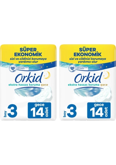 Orkid Extra Hassas Koruma Hijyenik Ped Gece 2 x 14'lü