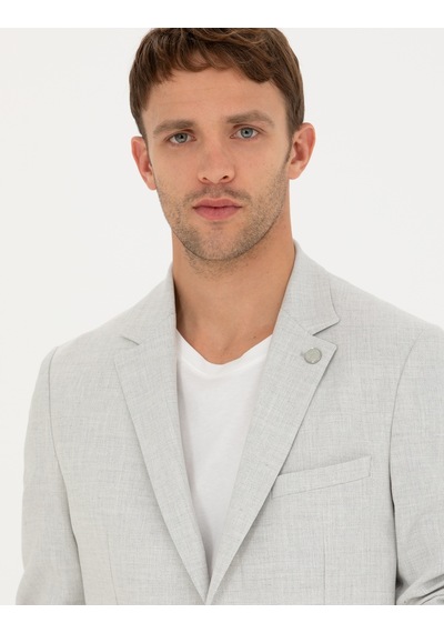 Pierre Cardin Açık Gri Ex. Slim Fit Keten Karışımlı Ceket 50285142-vr001