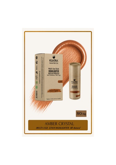 Kuatra Amber Crystal Doğal Bakır Işıltı Highlighter Stick Nemlendirici & Plastiksiz Ambalaj 14