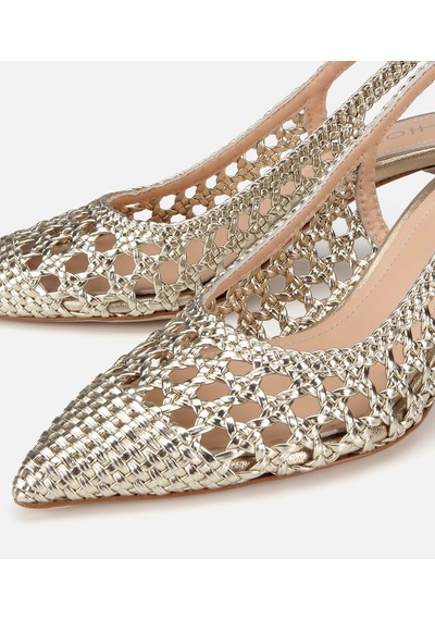 Hotiç Kadın Gold Örgü Detaylı Arkası Açık Kısa Topuklu Stiletto 01ayh322880a540 01ayh322880a540