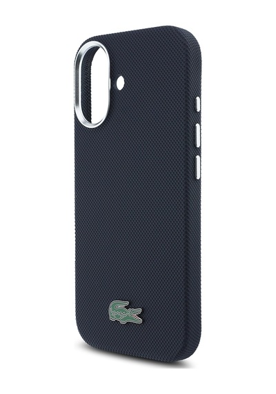Apple iPhone 17 Kılıf Lacoste Lisanslı M-safe Uyumlu Pvc Pike Desenli İkonik Timsah Logolu Kapak Lacivert
