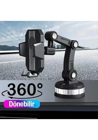 Vantuzlu Araç İçi Telefon Tutucu 360 Derece Döner
