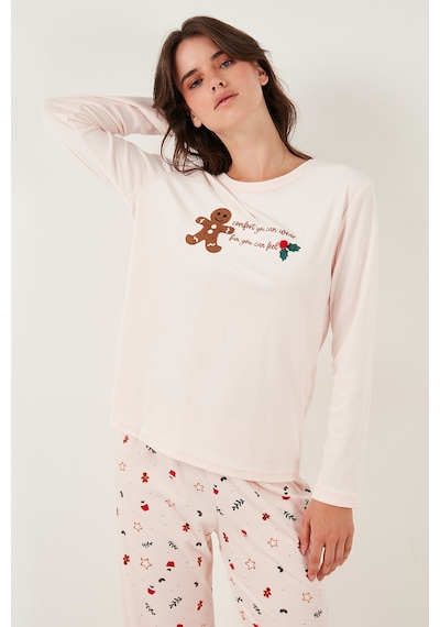 Lela Desenli Regular Fit Bisiklet Yaka Uzun Kollu Bayan Pijama Takımı 65713312 Açık Pembe Lela Desenli Regular Fit Bisiklet Yaka Uzun Kollu Bayan Pijama Takımı 65713312 Açık Pembe