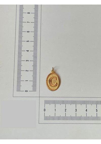 14 Ayar Altın Kolye Ucu C Harfi Altın Kolye Ucu Harfli Altın Kolye Ucu 0,31 Gr Altın