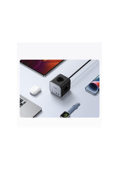 Ugreen Diginest Cube 65w Gan 2 Hızlı Şarj Cihazı 2 Usb / 2 Type-c 3'lü Akım Korumalı Küp Grup Priz