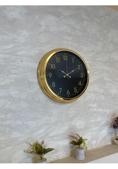 Golden Night Luxury 40 Cm Metal Duvar Saati Gold