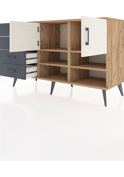 Hyperion Konsol 4 Raflı 4 Çekmeceli 2 Kapaklı 132x44x83 Çam-aytaşı/antrasit Aytaşı/antrasit Hyperion Konsol 4 Raflı 4 Çekmeceli 2 Kapaklı 132x44x83 Çam-aytaşı/antrasit Aytaşı/antrasit