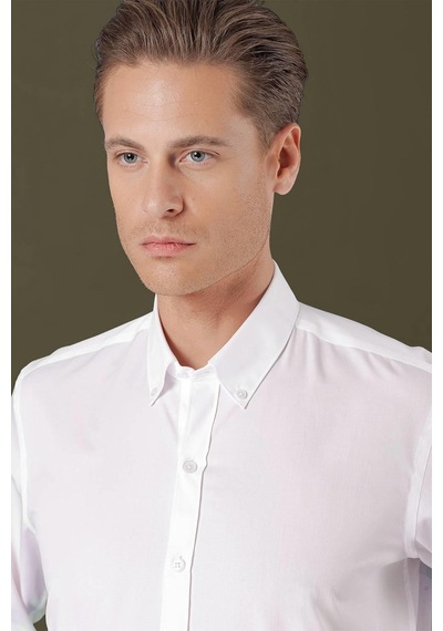 Efor Gk 711 Slim Fit Beyaz Klasik Gömlek Beyaz