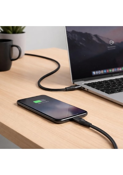 Wahoo Type C-lightning 27watt Pd Hızlı Şarj Kablosu, Siyah/antrasit Metal 100 Cm Standart