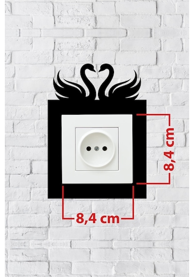 Kuğu Aşk Tasarım Priz Çerçevesi İç Ölçü 8,4x8,4 Cm Dekoratif Priz - Anahtar Çerçevesi - Ev Süsü