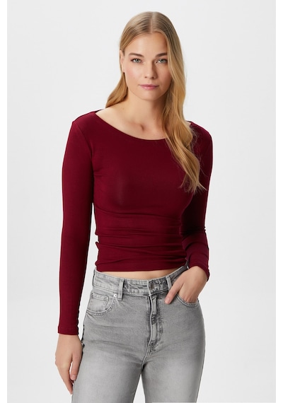 Ritnice Kayık Yaka Need Uzun Kollu Bordo Soft Top / Bluz Bordo