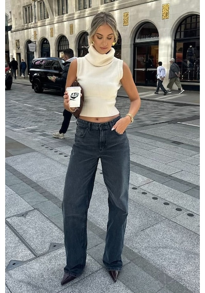 Madmext Beyaz Aura Kolsuz Balıkçı Yaka Triko Bluz Mg2825