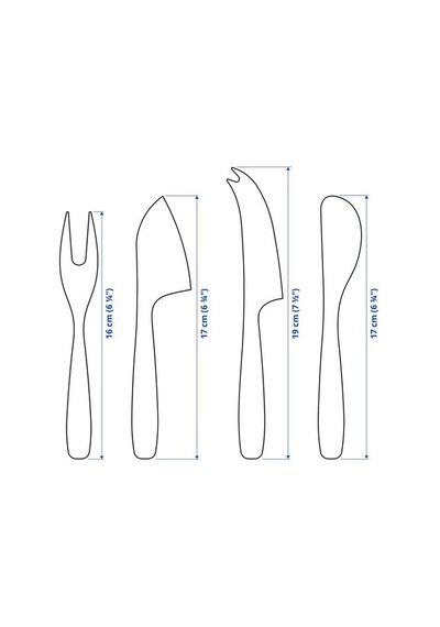 Ikea Tıllagd Peynir Bıçağı Seti, Pirinç Rengi, 4 Parça çok renkli