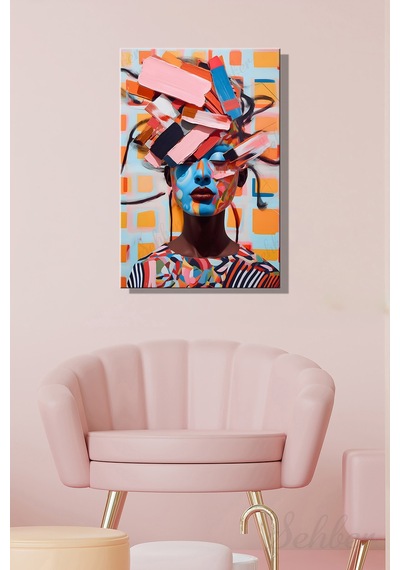 Duvar Tablosu Dikey Kanvas Tekli Kuaför Güzellik Salonu Makyaj Pop-art Modern Soyut Kadın Portre