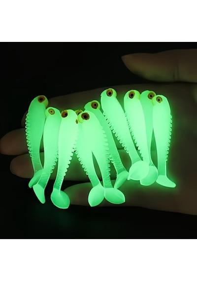 Valkyrie 20 Adet Fosforlu Silikon Balık Yemi 5cm Gece Parlayan Glow Yapay Yem Soft Lure