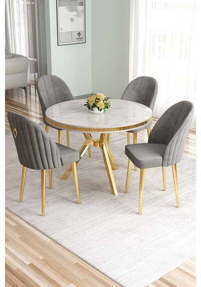 Canisa Mos Serisi 90x90 Lak Panel Beyaz Mermer Desen Gold Kaplama Mutfak Masası Takımı Ve 4 Gri Sandalye Beyaz Mermer Desen Masa Sandalyeler Gri Gold Ayak Canisa Mos Serisi 90x90 Lak Panel Beyaz Mermer Desen Gold Kaplama Mutfak Masası Takımı Ve 4 Gri Sandalye Beyaz Mermer Desen Masa Sandalyeler Gri Gold Ayak