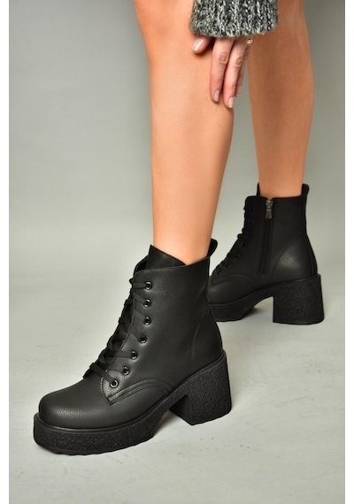 Fox Shoes T996533009 Siyah Kalın Topuklu Kadın Bot Siyah
