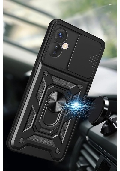 Newface İnfinix Hot 30 5g Kılıf Pars Lens Yüzüklü Silikon Semeglbl - 20 - Yeşil