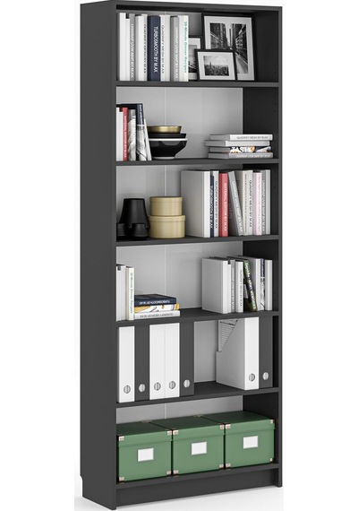 Bili Kitaplık 5 Raflı Geniş Çok Amaçlı Ofis Salon Kitap Dosya Rafı Antrasit Antrasit