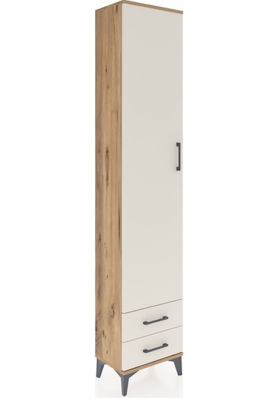 Arges Dolap 5 Raflı 2 Çekmeceli Tek Kapaklı 44x30x221 Çam-aytaşı Çam