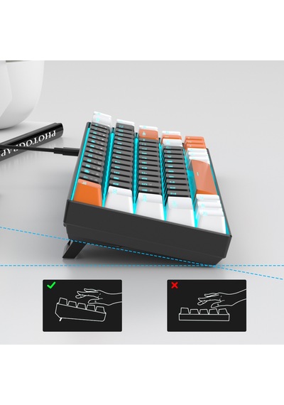 Magegee Mk-box 68 Tuş Kablolu Mekanik Red Switch Türkçe Q Turuncu-siyah Gaming Klavye