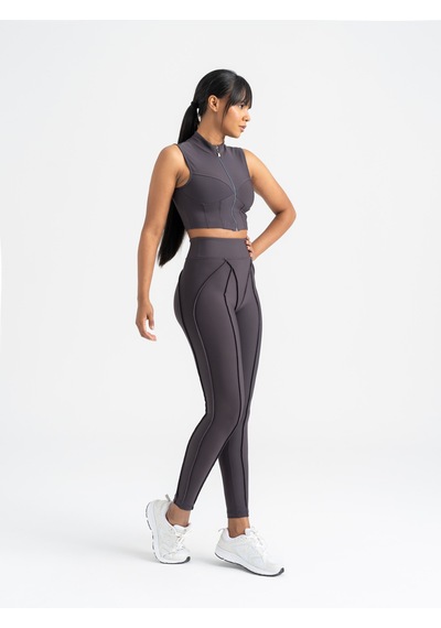 Lismina Dikişle Modellenmiş Spor Tayt Füme