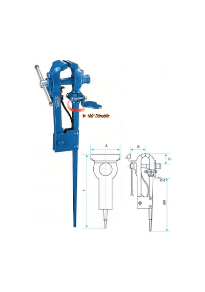 Kanca Ayaklı Demirci Mengenesi Kazıklı 150 MM