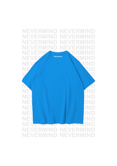 Nevermind Unisex Kadın Erkek Ny-me Özel Tasarım Sırt Baskılı Oversize Tshi Bebe Mavisi