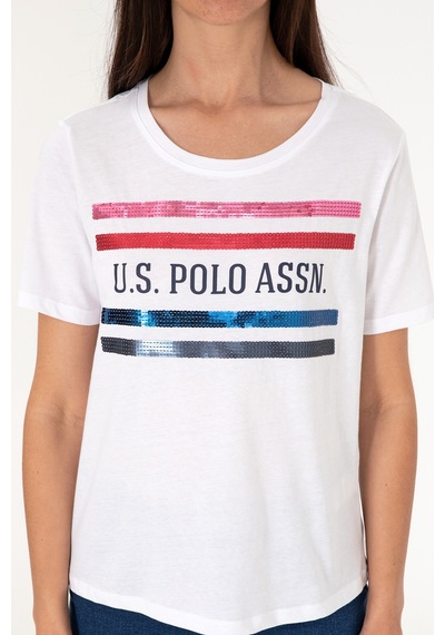 U.S. Polo Assn. Kadın Beyaz Bisiklet Yaka Tişört 50299762-VR013