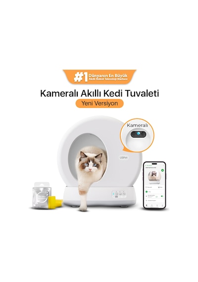 UBPet C10 Pro Kameralı Akıllı Kedi Tuvaleti App Kontrol Akıllı Sensörler Sessiz Çalışma - Koku UBPet C10 Pro Kameralı Akıllı Kedi Tuvaleti App Kontrol Akıllı Sensörler Sessiz Çalışma - Koku