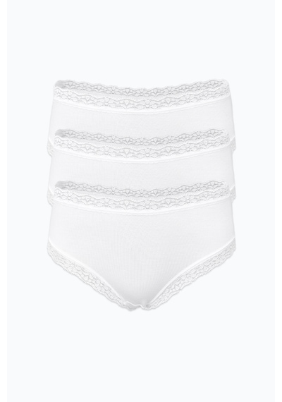 Malabadi Kadın 3'lü Paket Ultra Yumuşak Micro Modal Dantelli Slip Külot 3m700 Beyaz